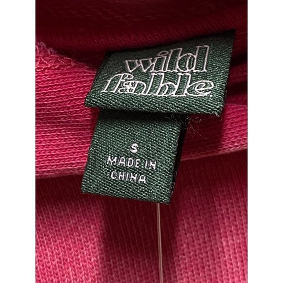 Womens Seamed Front Hooded Sweatshirt Pocket Magenta Pink Wild Fable S - Picture 3 of 6